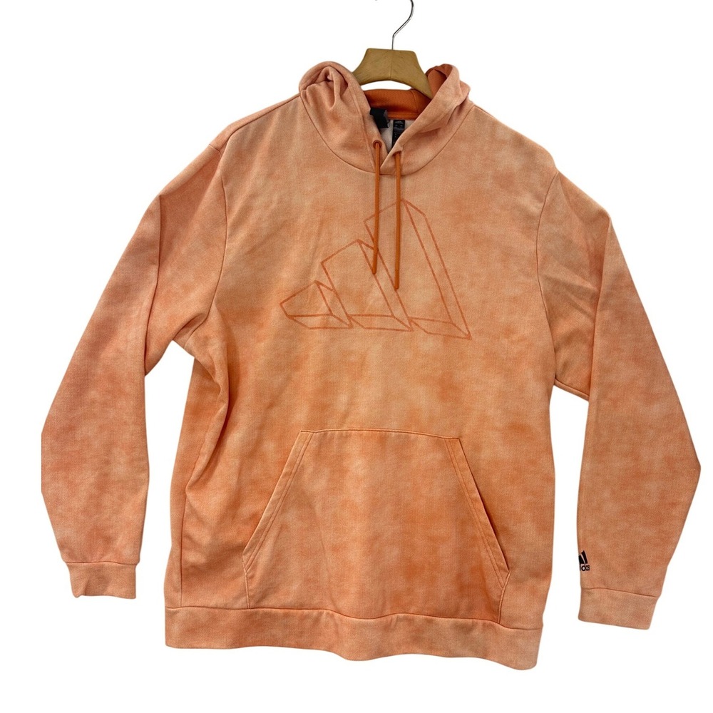Adidas Tie Dye Hoodie Orange Logo Pullover Size XL